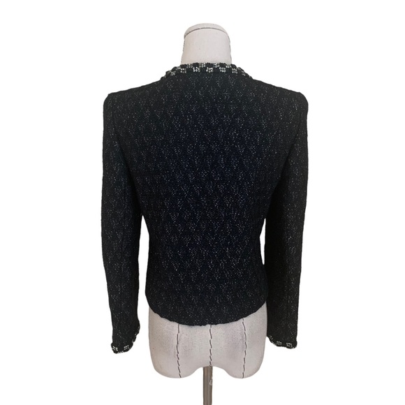 Alice + Olivia Rhinestone Bead Embellished Tweed Evening Party Blazer Jacket - Picture 4 of 12